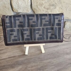 Fendi Black and Brown Patterned Wallet
